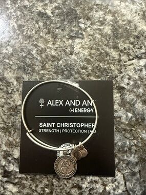 Alex and Ani Silver Saint Christopher Charm Bangle